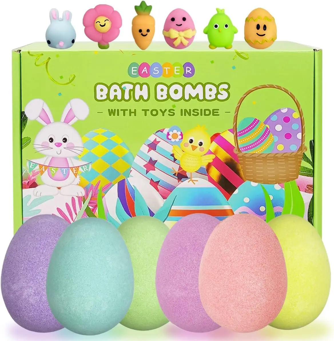 

Набор из 6 пасхальных бомбочек для ванны с мягкой игрушкой внутри для детей, мальчиков и девочек, пасхальные подарки