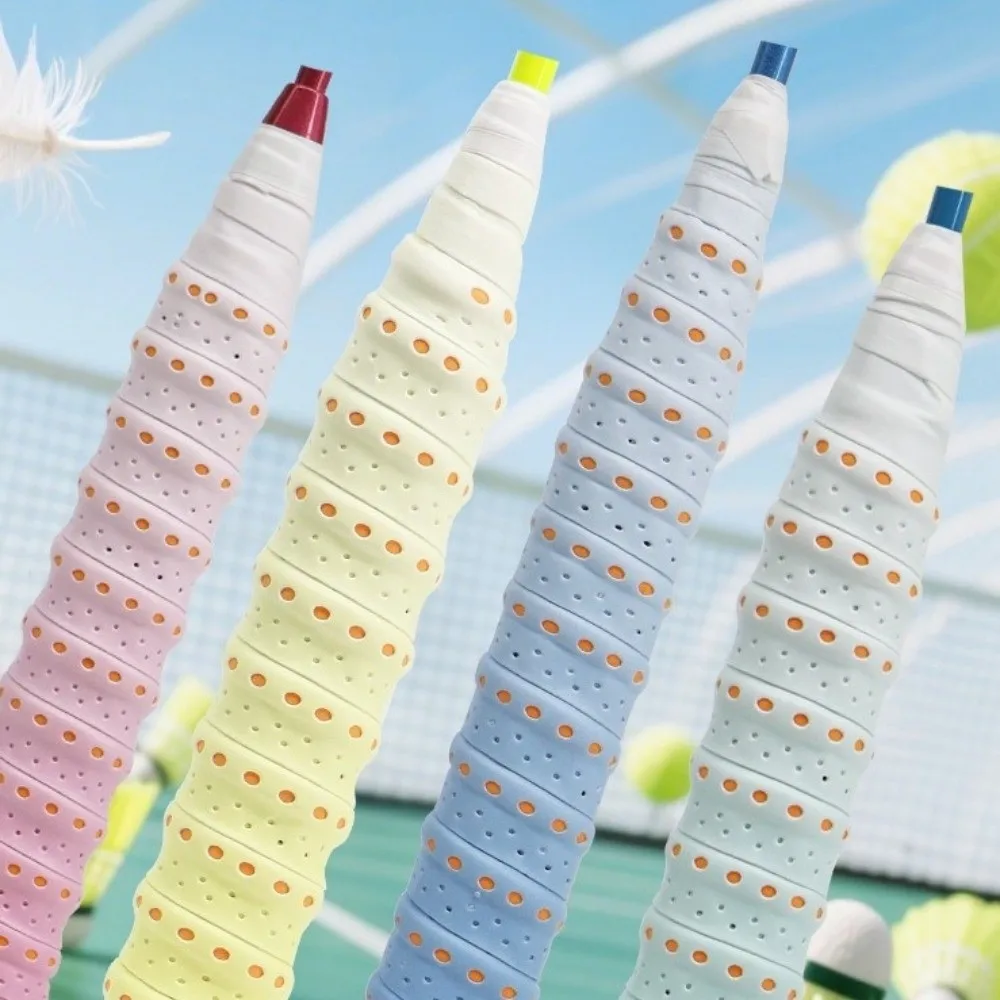 التدرج اللون نغمتين مضرب بدمنتون مقبض مع عارضة مثقوبة قبضة عدم الانزلاق تنفس امتصاص الصدمات المطاط قبضة #3