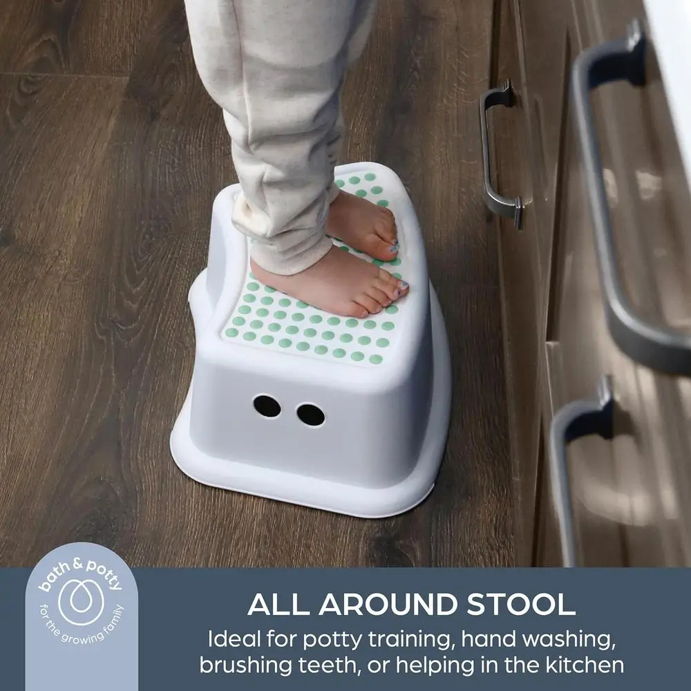 Child's Anti-Slip Step Stool with Contoured Seat for Toilet Training and Sink Access in Mint