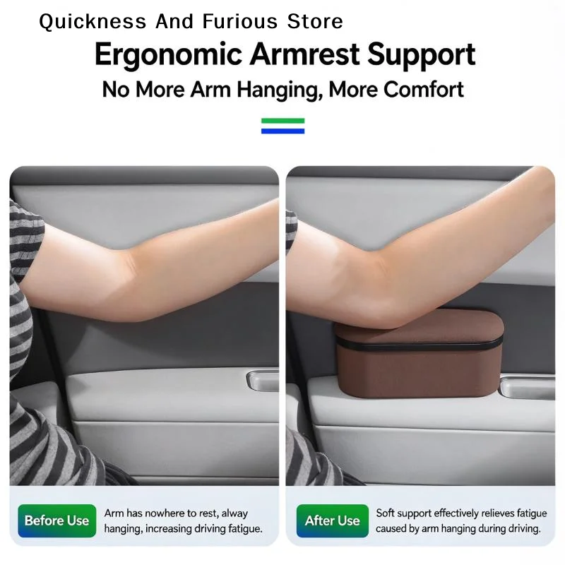 Car Armrest Storage Box Elbow Support Pad Heighten Arm Rest Cushion Ergonomic Center Console Armrest Extender Car Interior Part