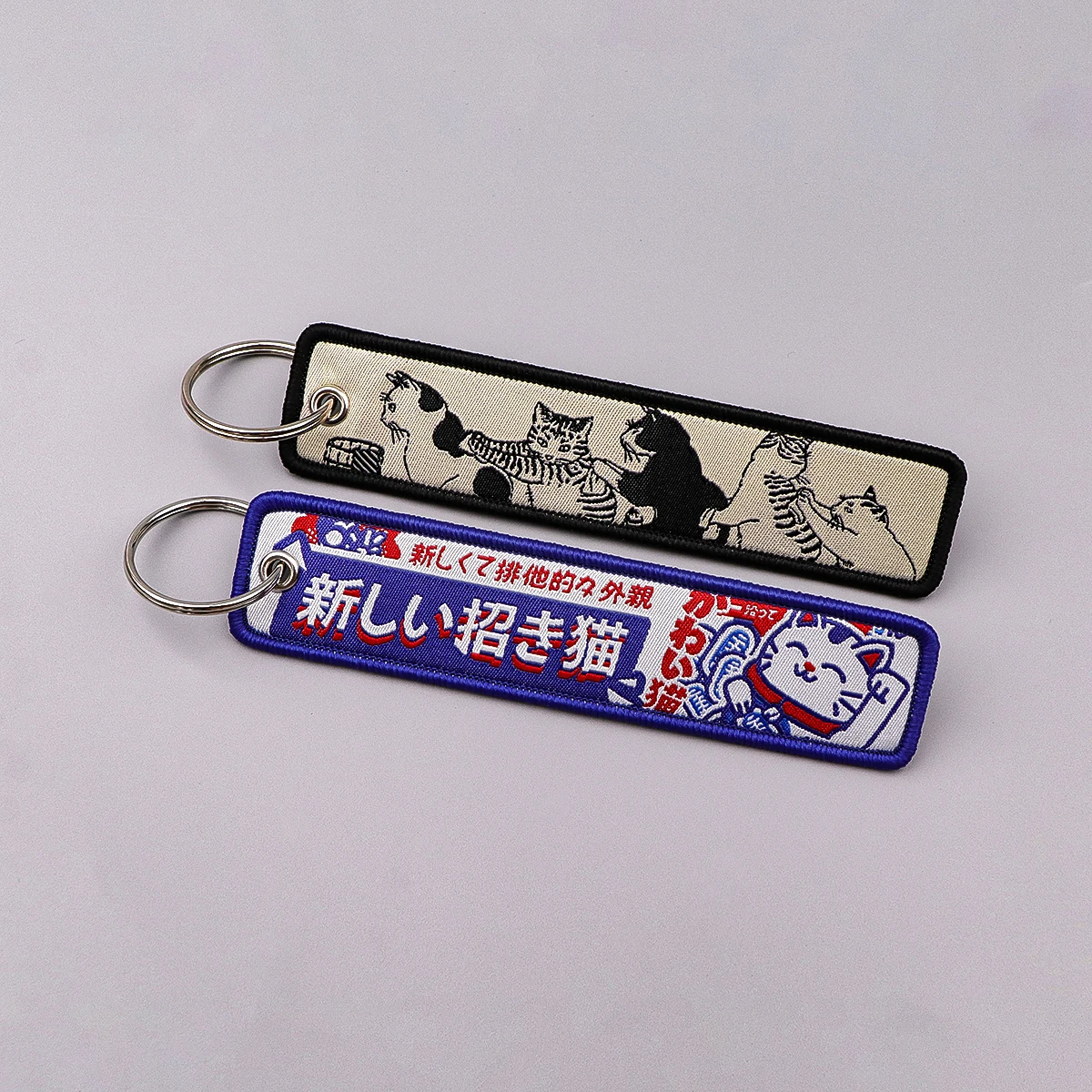 Good Luck Embroidery Key Fobs Cute Cat Keychain For Motorcycles Cars Key Ring Key Holder Key Tags Chaveiro Jewelry Gift