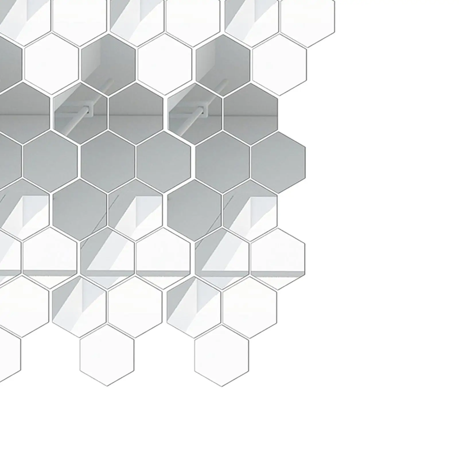 30 Pieces Hexagon Mirror Vinyl Wall Sticker Decal Home Decoration