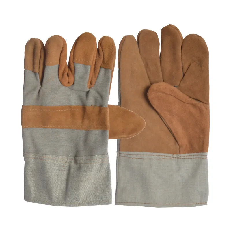 Gants de Soudage Courts en Cuir Résistant à l'Usure, Isolation Thermique, Résistant aux Coups de Couteau, Demi-Peau, Fleur, Chantier de Construction