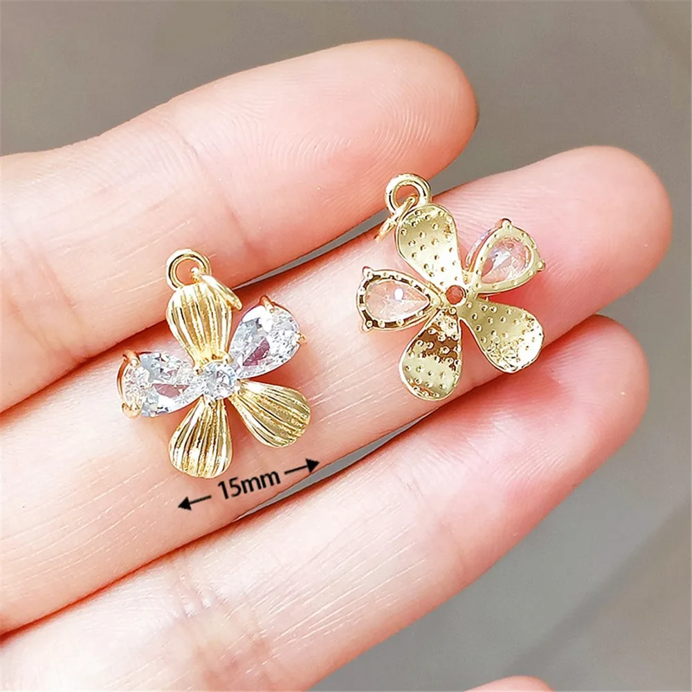 14K Gold-plated and Zirconium-inlaid Rose Rose Money Bag Pendant Diy Bracelet Necklace Handmade Jewelry Accessory view 4