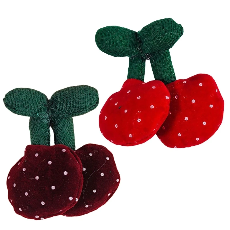 Fabric Fruit Embellishment, Soft Padded Double Fruit Trim, 4 Set for Hair Clip Projects and Clothing DIY Use Y08E