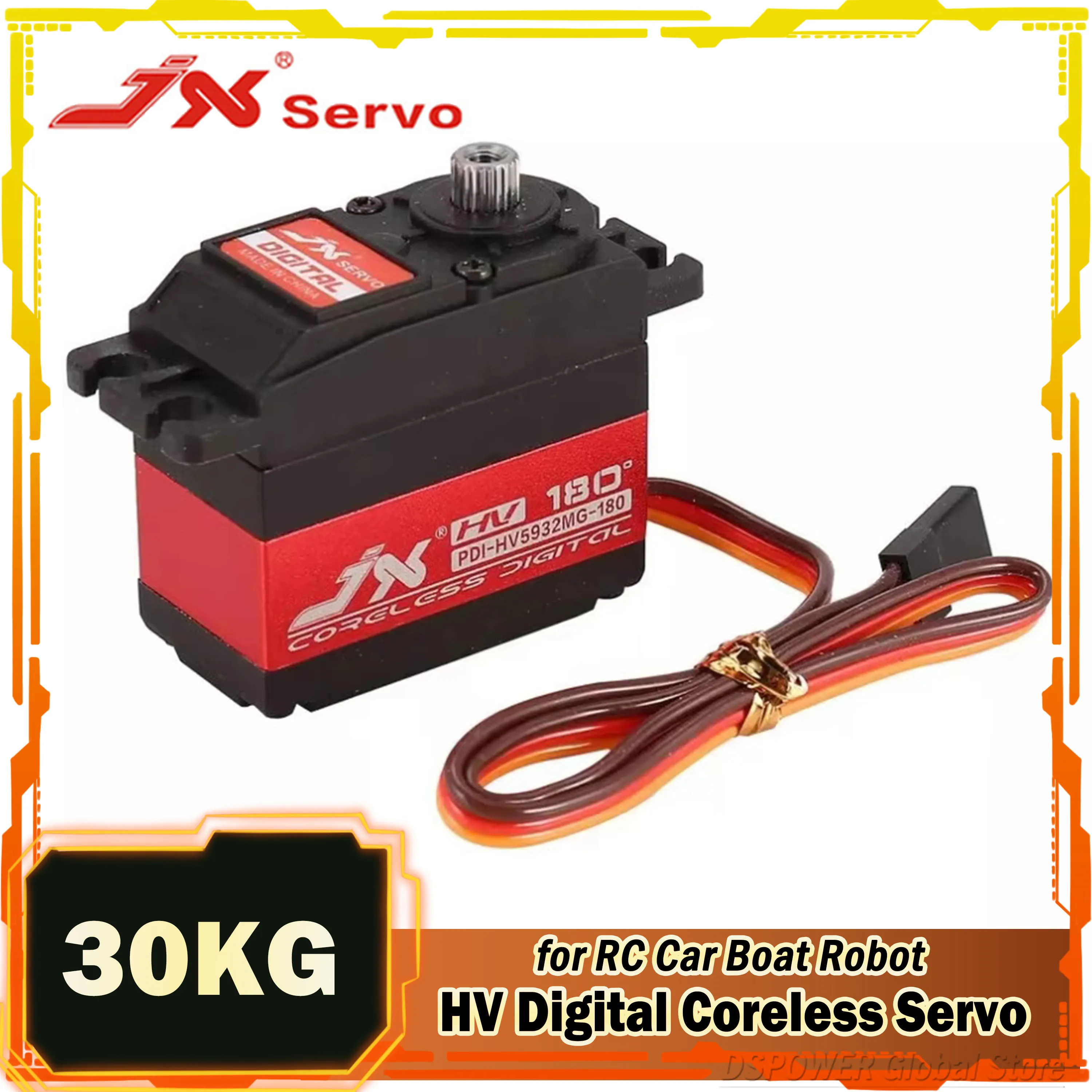 JX 30KG 180 °   HV Digital Servo PDI-HV5932MG Motor Coreless de engrenagem de metal de alta precisão 6-8.4V para modelo RC carro barco robô peça de brinquedo