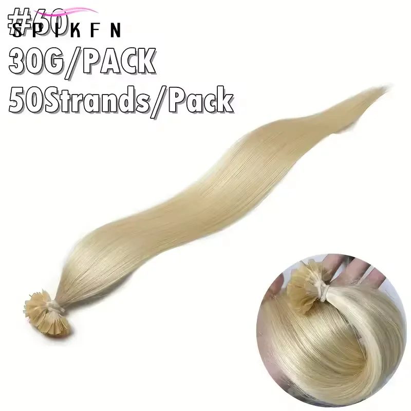 ブロンドフュージョンKチップヘアストレート12-20インチケラチンチップ人毛カプセル入り50本/パック30gホットプレボンドヘア（女性用）