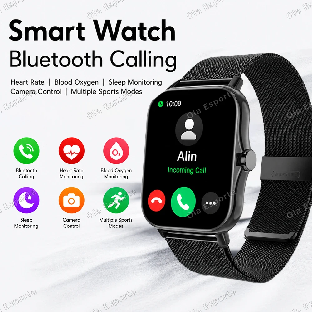 1.83'' Waterproof Smart Watch with Message Answer Call Sleep Monitoring Sports Pedometer Information Alerts For Android IOS HW12