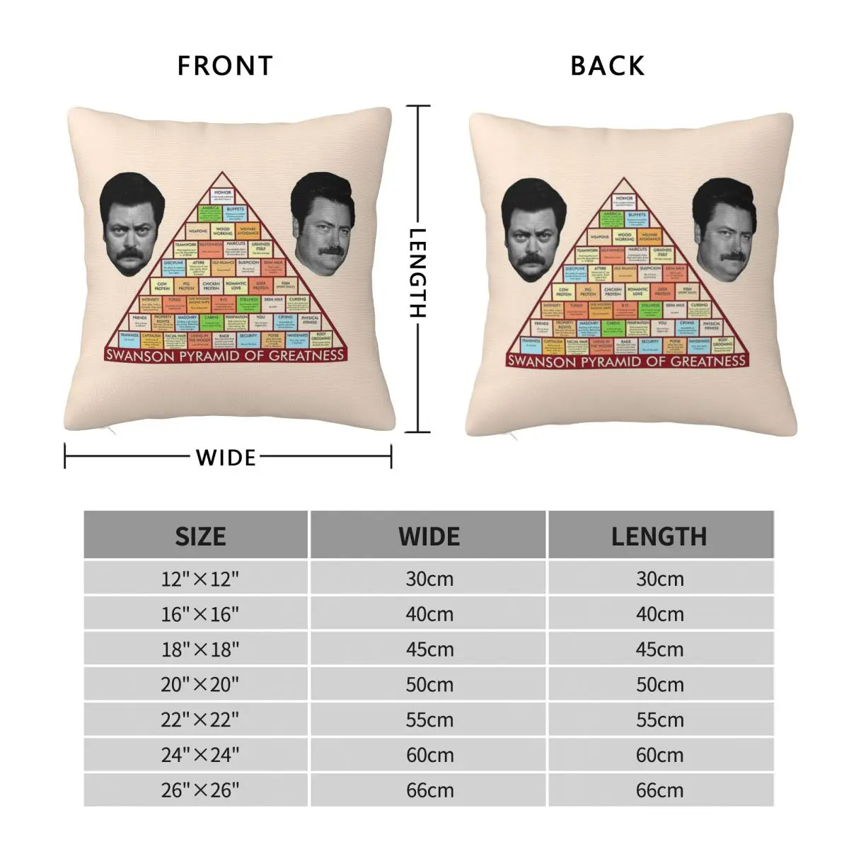 Ron Swanson's Pyramid Of Greatness Square Pillowcase Polyester Linen Velvet Pattern Decor Pillow Case Home Cushion Cover 45x45