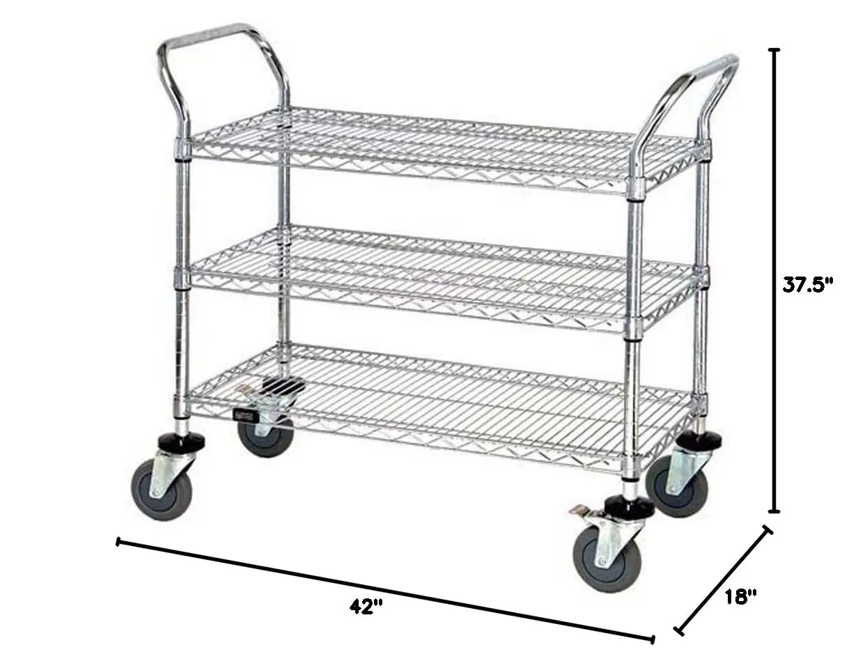 Quantum Storage Systems Wrc-1842-3 3-Tier Wire Utility Cart, 3 Wire Shelves, 5