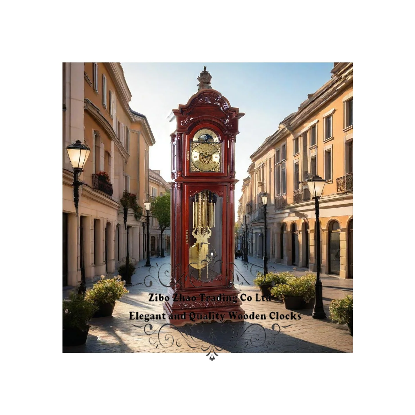

CE Certified Cost-Effective Practical Grandfather Clock Solid Wood Antique Style 31-Day Clockwork Movement​