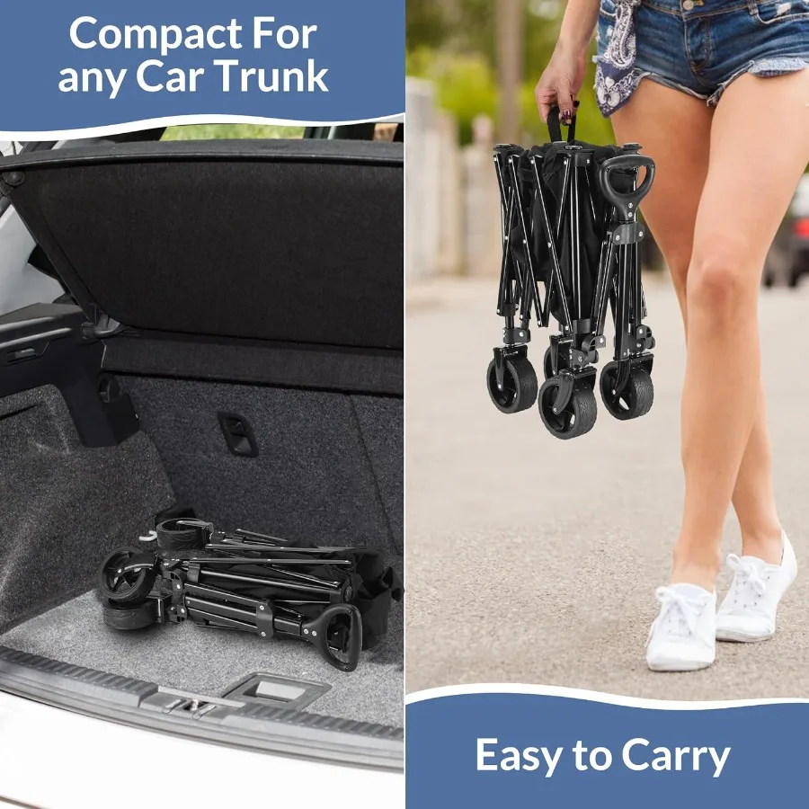 عربة عربة قابلة للطي عربة ترولي قابلة للطي بسعة 140 لتر مع عجلات AllTerrain ومقبض تصغير للتخييم والبستنة S