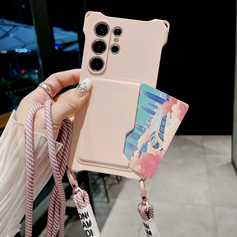 Crossbody حزام الحال بالنسبة لسامسونج غالاكسي S25 الترا S24 FE S23 زائد A15 A55 A16 A35 A36 للصدمات محفظة فتحة للبطاقات غطاء الحبل