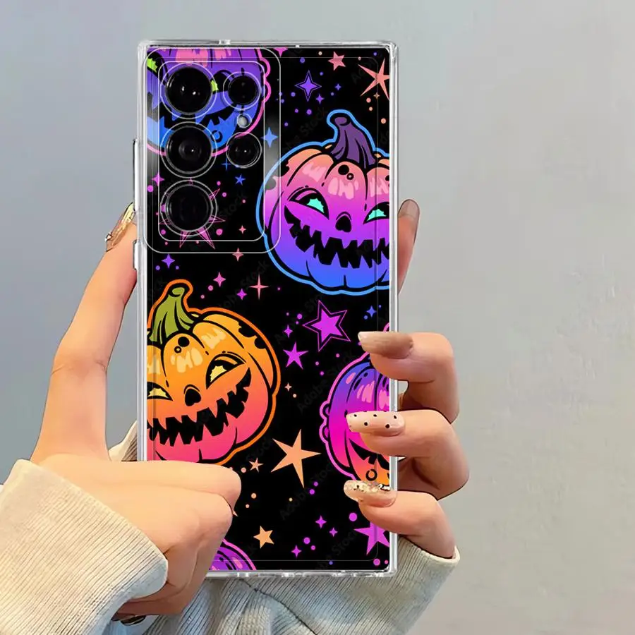 Casing untuk Samsung Galaxy S23 Ultra S25 Edge S24 S22 FE S21 Note 20 Ultra 10 S20 Plus Sampul Ponsel Lembut Lucu Halloween