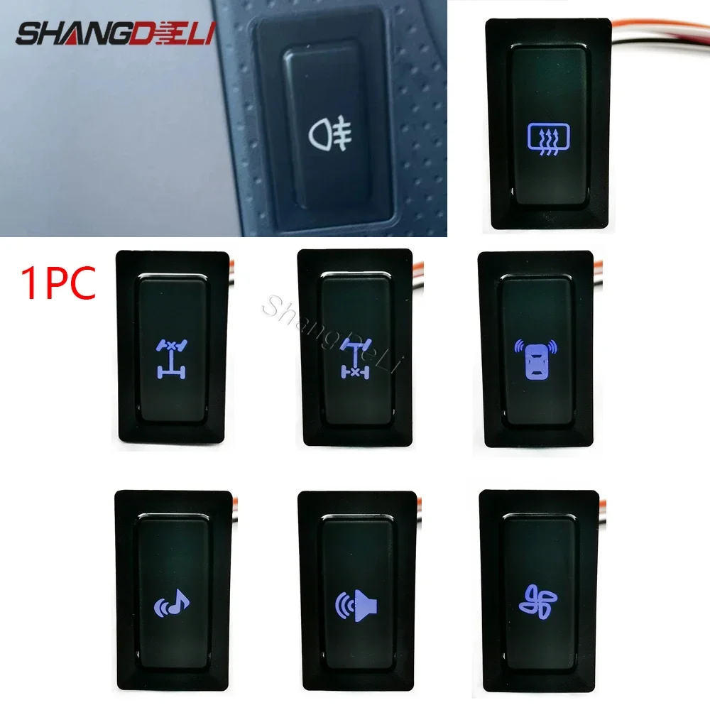 1PC Car LED Fog Lamp Fan Front Rear Diff Lock Radar Horn Heat Switch Button For Toyota LC95 2002 For HINO 500/700 Accessories