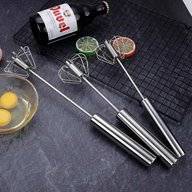 

Handle Semi-automatic Egg Beater Stainless Steel Egg Mixer Cream Butter Beater Hand Mixer Milk Frother