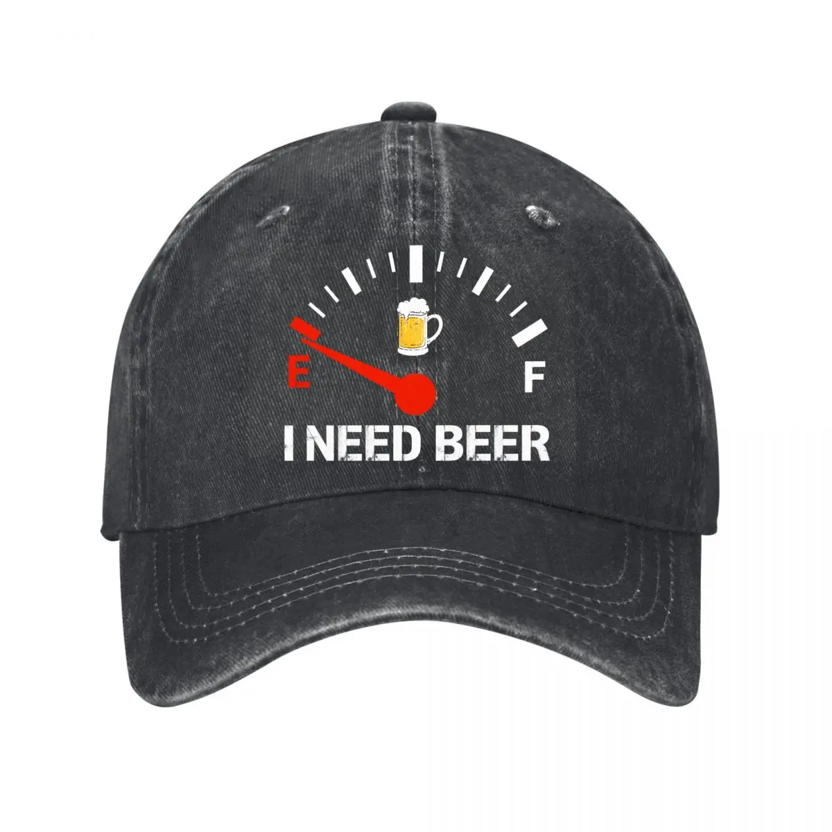 Need Beer Funny Drinking Fuel Odometer Gauge Illustration New Vintage Washed Cotton Baseball Cap Sun Hats