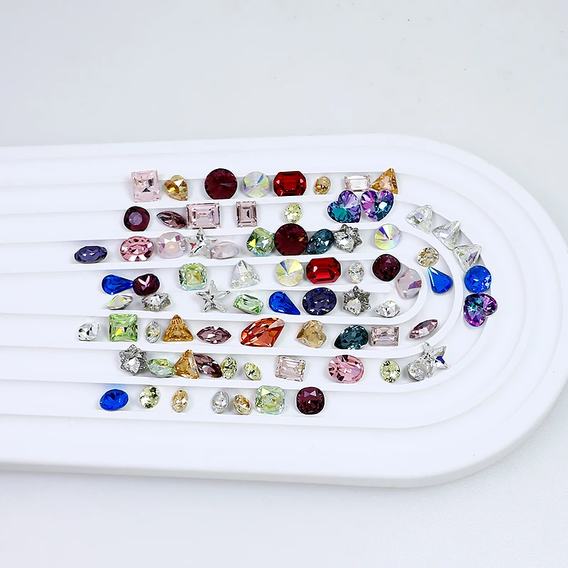 

DongZhou 40pcs Mixed Color Size Shape Pointback Rhinestone K9 Crystal Nail Art for Clothes Shoes Bag DIY