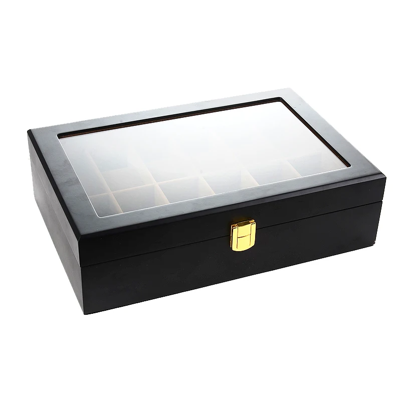 Luxury Wooden 6/10/12 Grids  Watch Holder Boxes For Men and Women Glass Top Jewelry Organizer Stroge Cases Clock Gifts Boxes