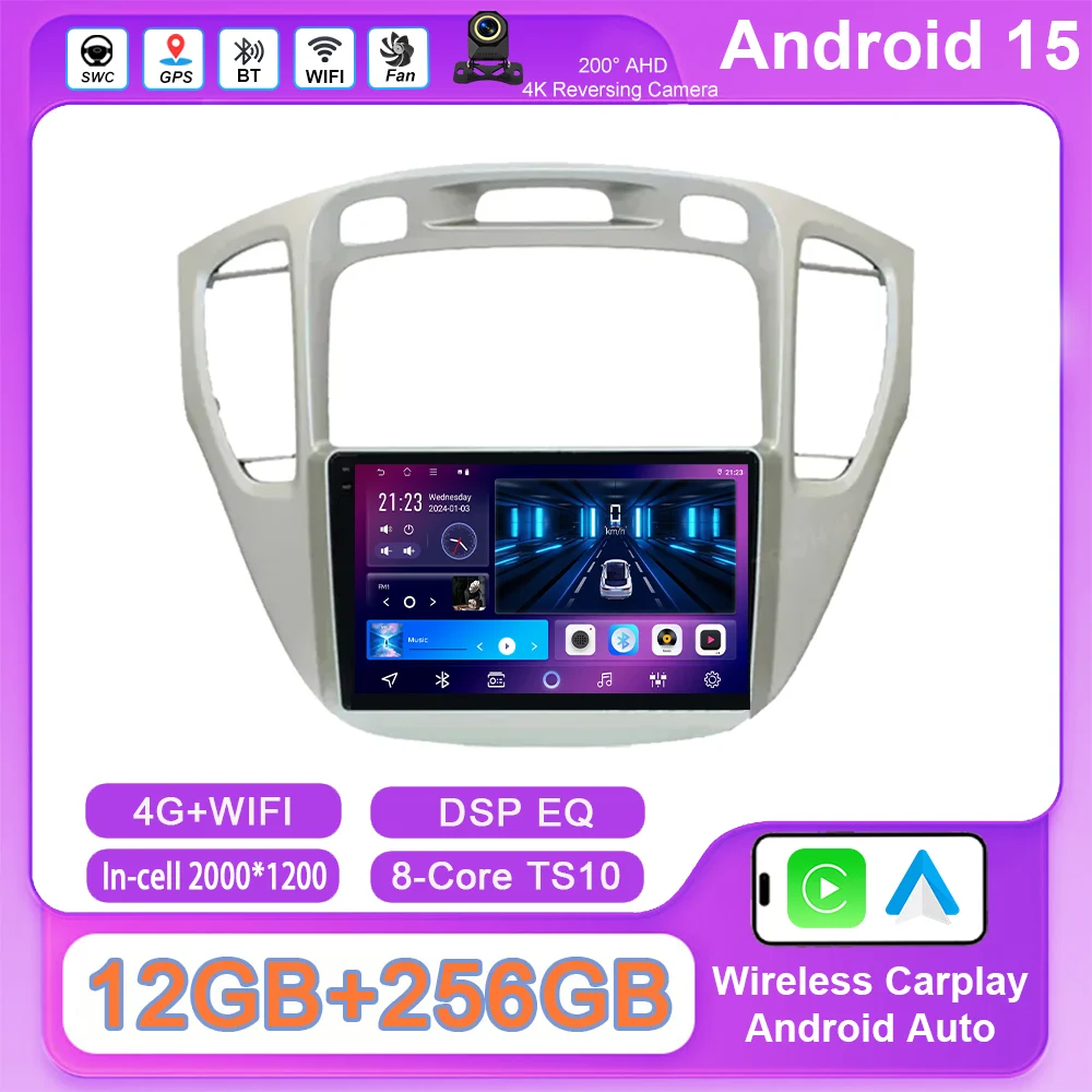 

Android 15 For Toyota Highlander 1 XU20 2001-2007 Auto Multimidia Player GPS Navigation Carplay NO 2din DVD WIFI Radio Stereo 4G