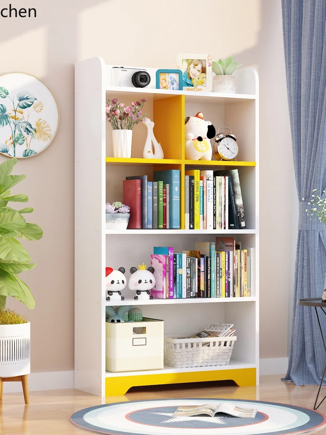 YFY Floor Shelf Bookcase Bookshelf Children's Small Storage Cabinet Household Locker