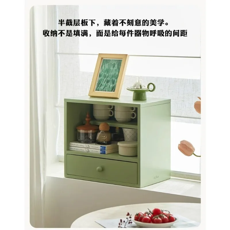 For Desktop Drawer Storage Box, Water Cup, Tea Set, Solid Wood Partition Storage Cabinet, Rectangular Cosmetics Figure Display