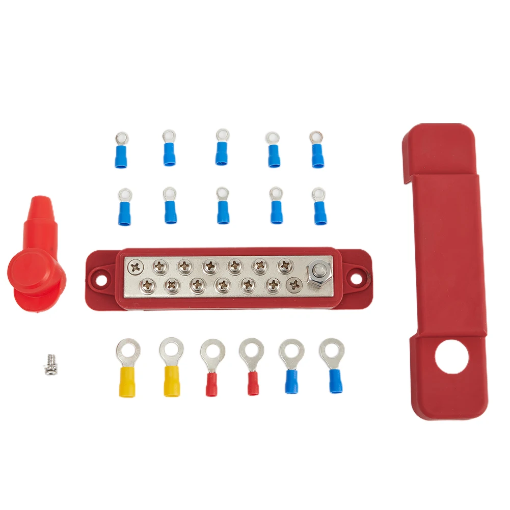 Accessories Replace Terminal Block 180A 12V DC Busbar Bus Distribution Block Zinc Alloy 12 Point Pair Black Red
