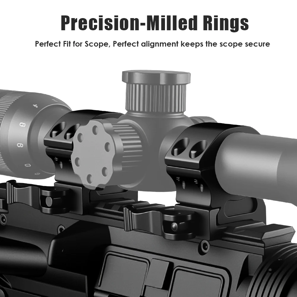UniqueFire 1" 25.4mm Quick Release Precision Rifle Scope Rings Aluminum Picatinny Rail Base Fixed with 20mm Picatinny view 6