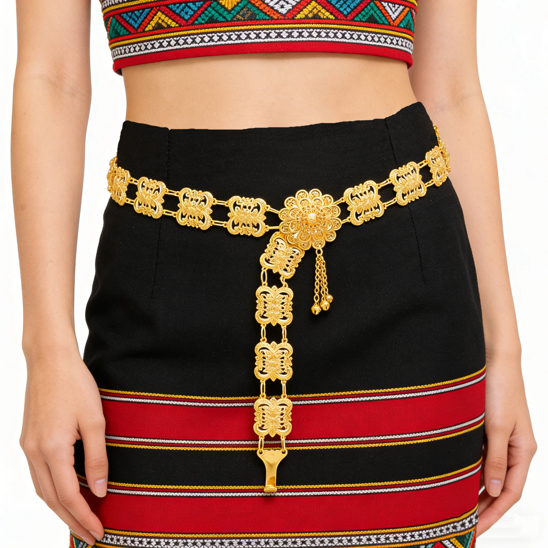 

Handmade Ethnic Metal Hollow Carved Waist Chains Belt For Women Bell Tassel Body Belly Chain Bohemian Statement Jewelry Gift