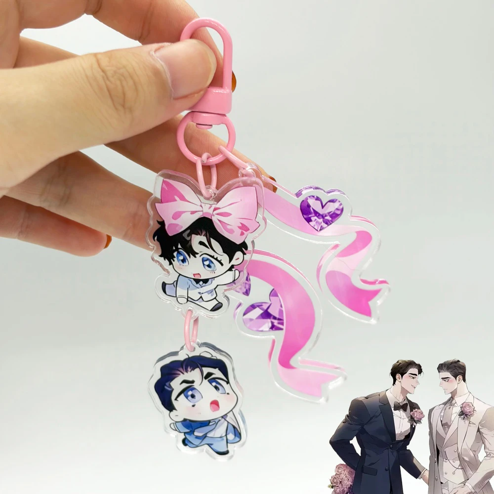 Manhwa Define The Relationship Karlyle Frost Ash Jones Cosplay Keychain Acrylic Keyring Bow Key Chain Bag Pendant Accessories