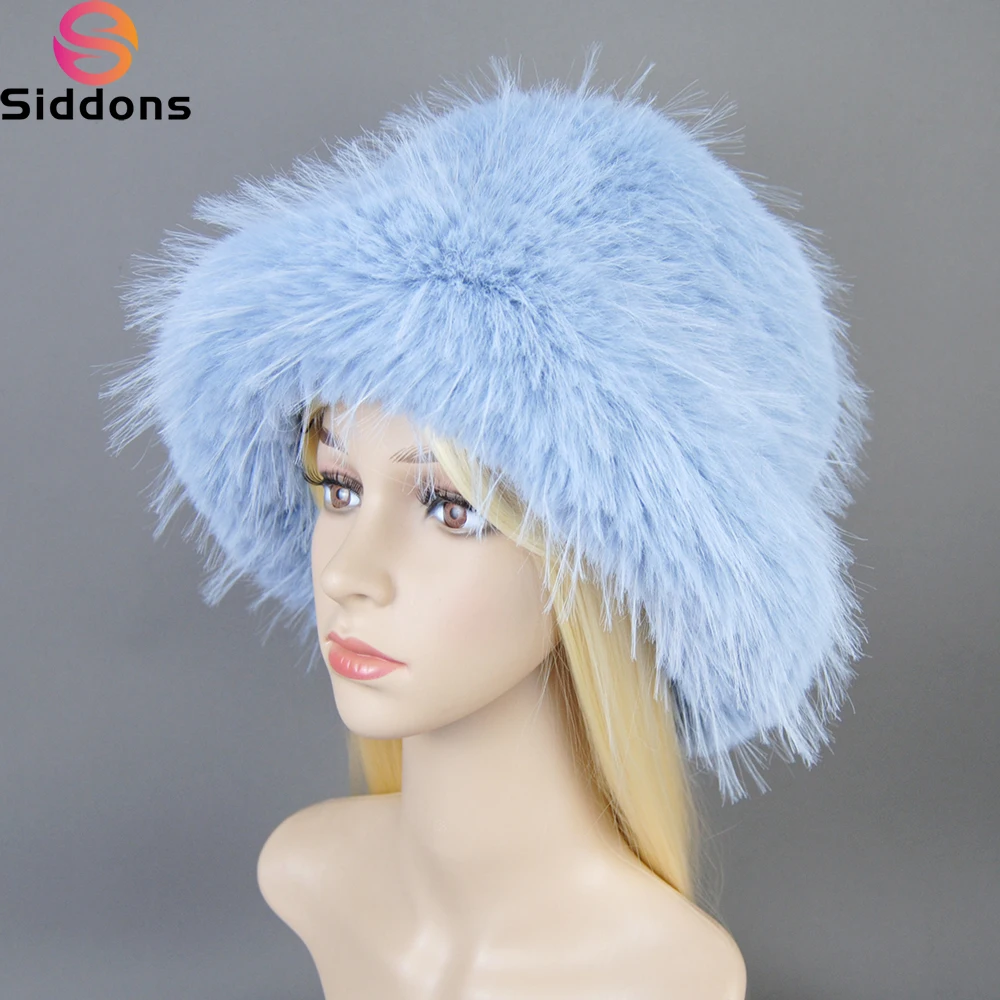 

Winter Hats Women False Raccoon Fur Fluffy Warm Fashion Stylish False Raccoon Fur Hat Luxury Ladies Artificial Fur Hat