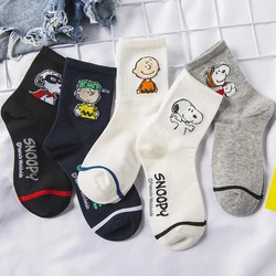 Anime Snoopy Mid Tube Socks Kawaii Sports Breathable Cartoon Pattern Couple Skateboard Cotton Socks Unisex Festival Gifts