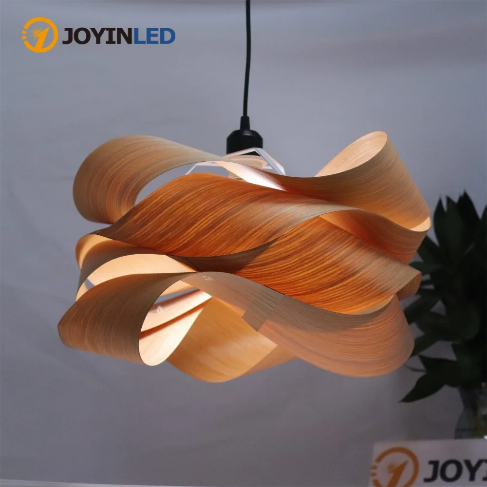 

JOYINLED Wooden Skin 40cm Pendant Lamp Southeast Asian Creative Bedroom Restaurant Chandelier Simple Led Decor Lighting Fixtures