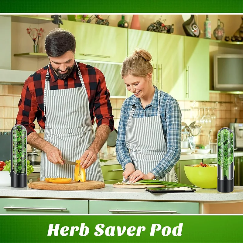 Refrigerator Herb Crisper Saver Pod Container Vegetable Preserving Bottle Keep Herb/Cilantro/Mint/Parsley/Asparagus Fresh Home