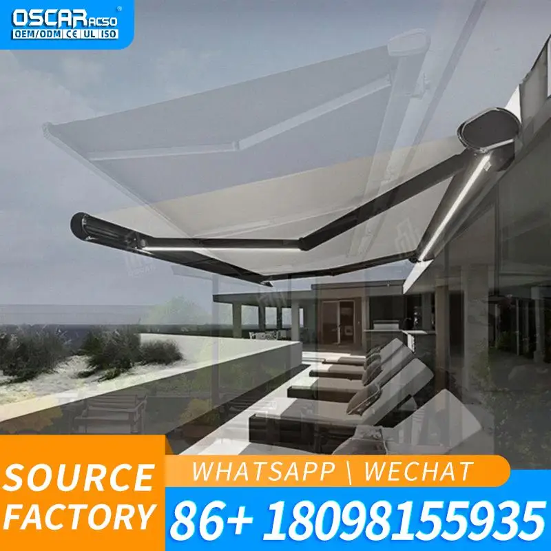 Automatic Retractable Outdoor Awning with Waterproof PVC Fabric and Aluminum Structure for Window Skylight Ceiling Pergola Use R