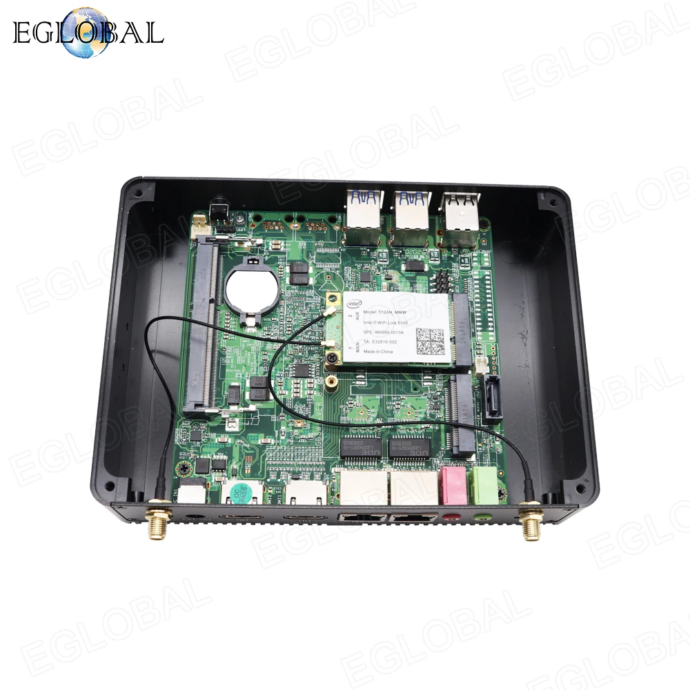 EGLOBAL Mini PC Barebone senza ventola Celeron N3700 J3160 6USB Mini computer a basso consumo HDMI RJ45 Giga LAN PC da ufficio