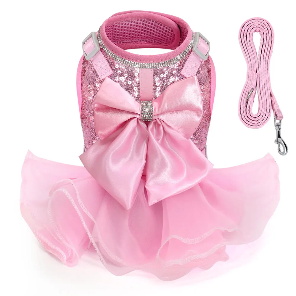 Pink Cat Dress Small Dogs Cats Summer Dresses With Cute Bowknot Bling  Rhinestone Accessories Nylon Pet Vest Harness and Leash - AliExpress 15