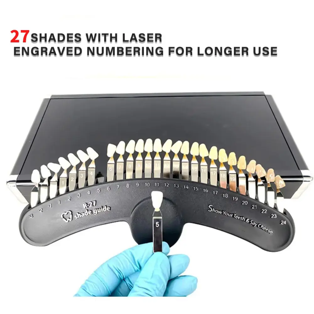 

Dentist Clinic Colorimetric Plate Dental Teeth Shade Guide Professional Porcelain 3D Master Tooth Whitening Shade Chart 27 Color