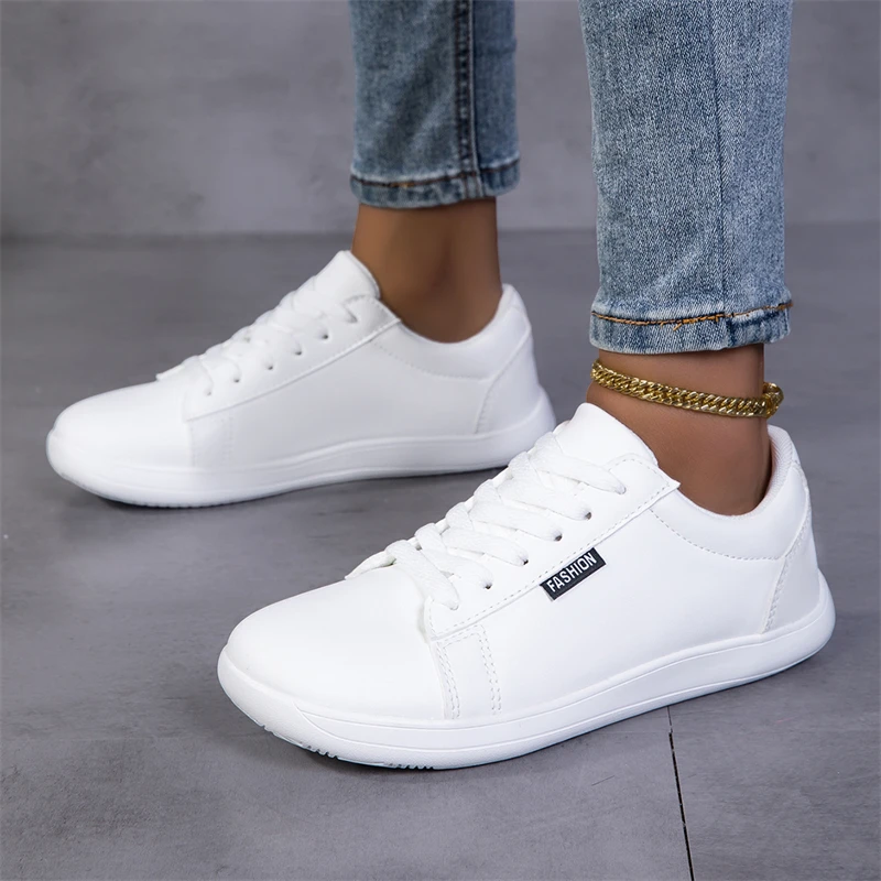 Wide Toe Barefoot Sneakers For Women Trainers White Women's Walking Shoes Comfortable Leather Casual Sneakers Woman Sports Shoes