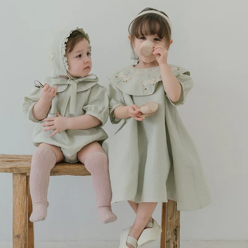 Spanish Baby Dresses for Girls 2023 Kid Girl Embroidery Dress Cotton Loose Clothes Children Boutique Design Frocks Infant Outfit