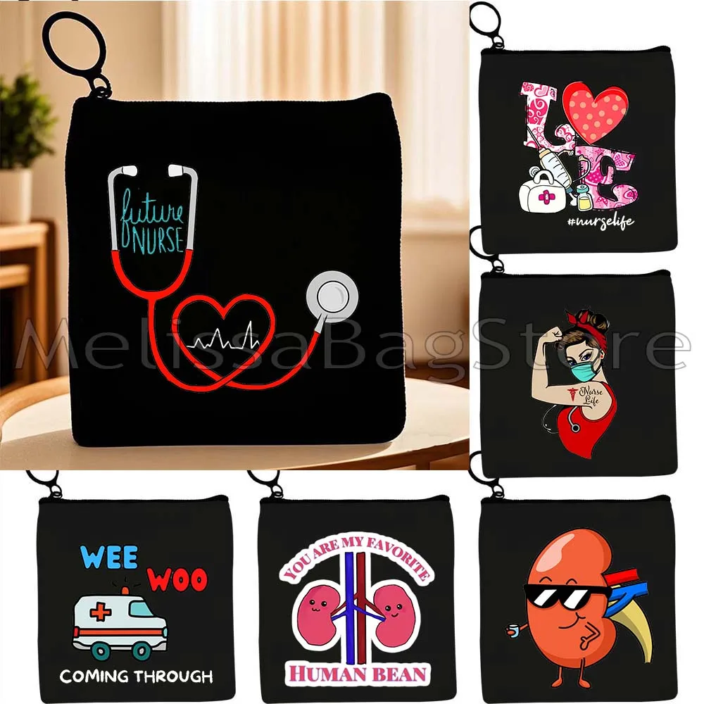 

Nurse Life Floral Stethoscope Nursing Funny Human Anatomy Ambulance Cute Medical Organs Key Coin Purse Cute Bag Wallet Pouch