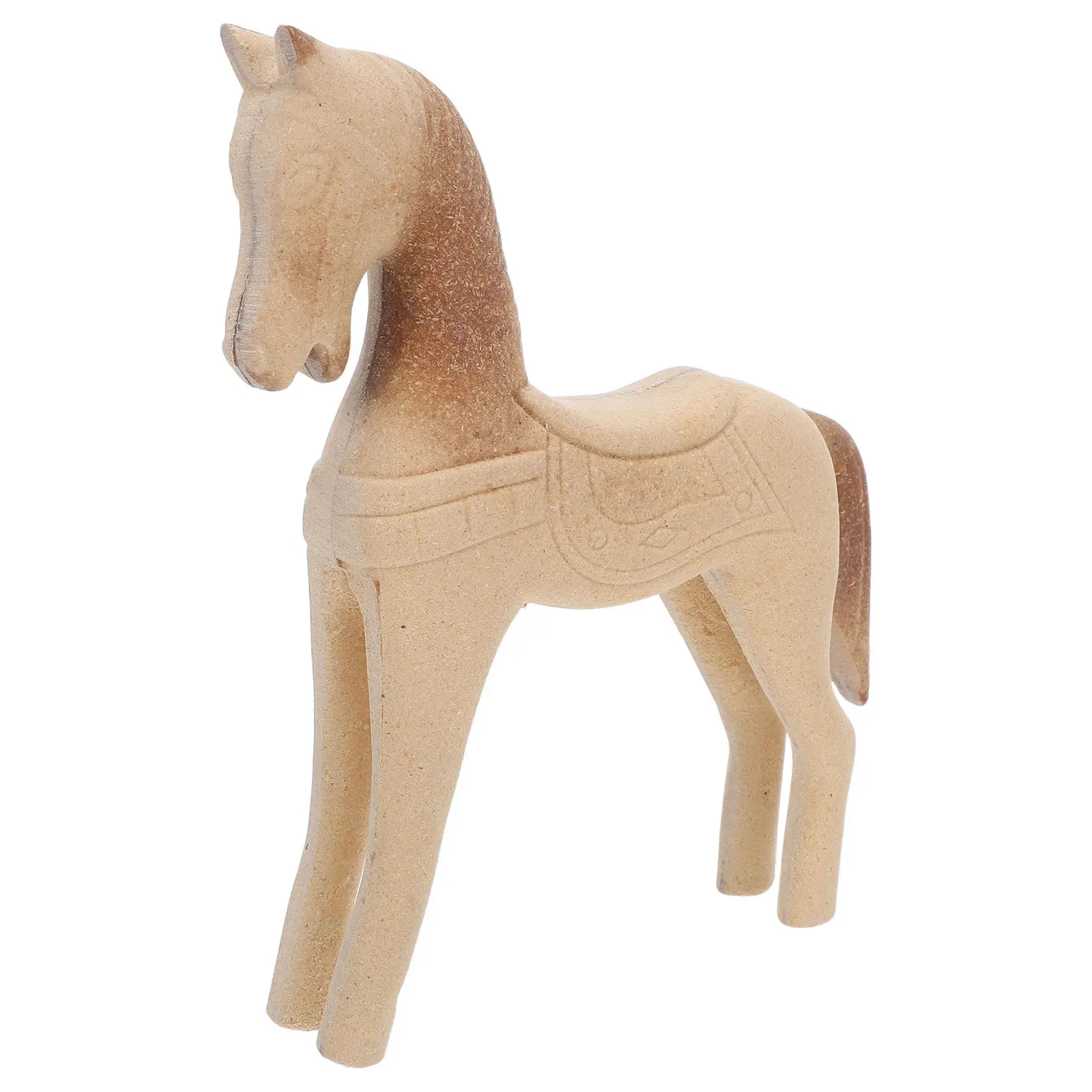 

Unfinished Wooden Horse 8.2x6.7 Inch Hand-Carved Rustic Wood Animal Painting Craft Creative Decor for Home Office School Art