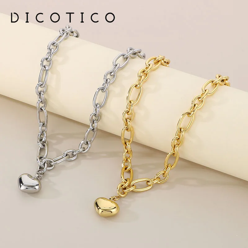 

Gold Color Heart Padlocks Pendant Necklace For Women Stasinless Steel O Chain Clavicle Neck Choker Mather's Day Jewelry Gifts