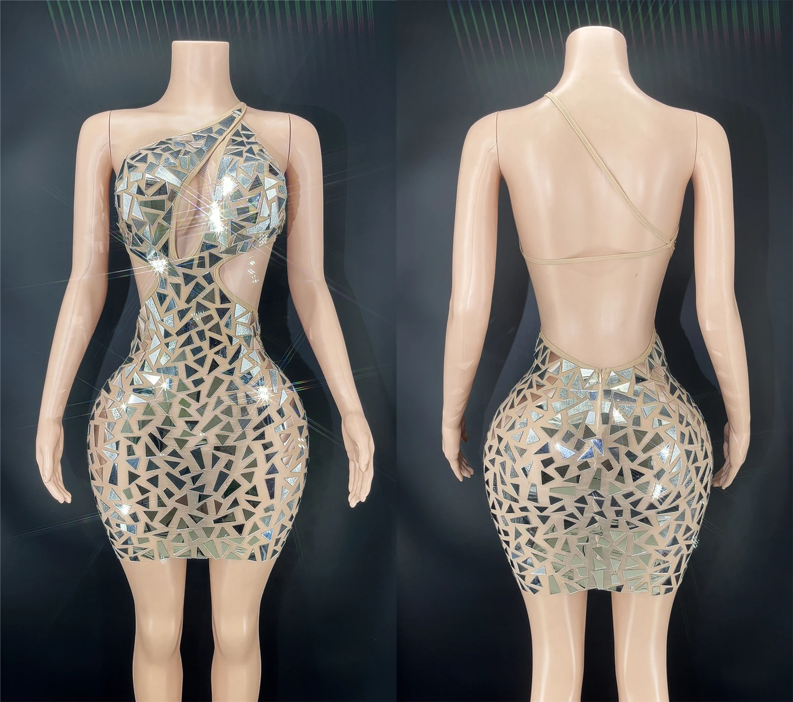 Sinh Nhật Mini Sexy Lấp Lánh Váy Cho Phụ Nữ 2022 Mới Thiết Kế Thương Hiệu Gương Sequins Shinning Bakcless S-XL Kéo Nữ Hoàng Trang Phục Vũ Công