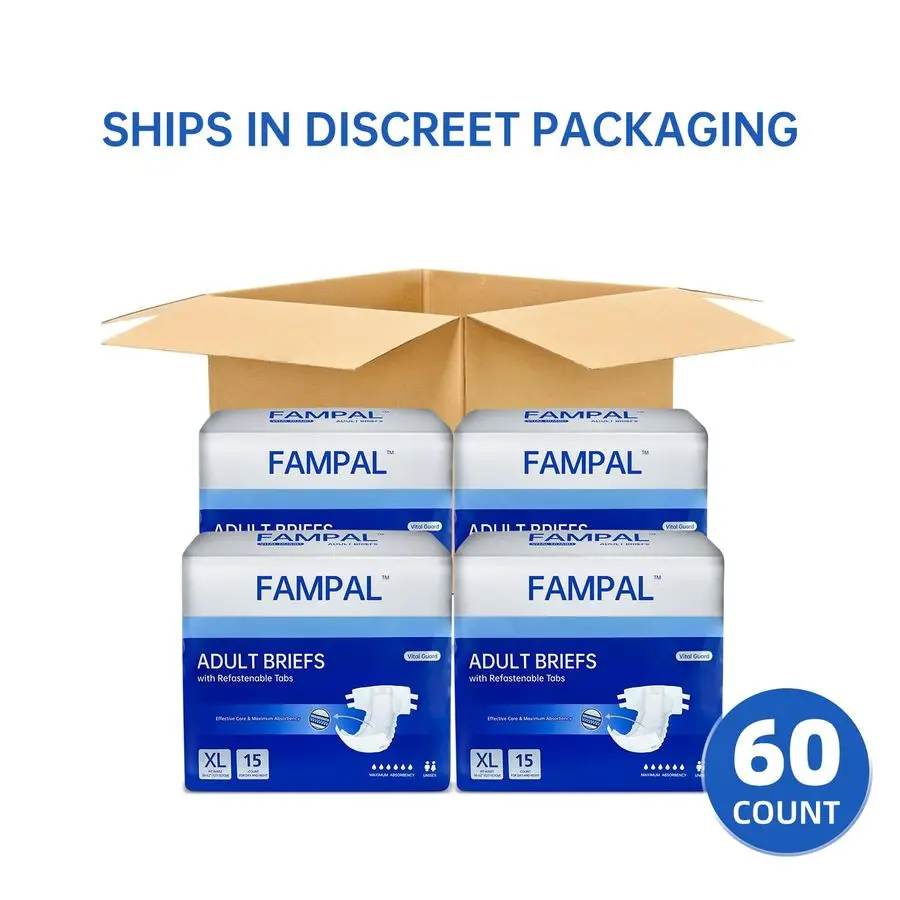 Guard Adult Diapers, Disposable Incontinence Briefs with Tabs for Men and Women, Maximum Absorbency, Odor Control, XLarge, 60 Co