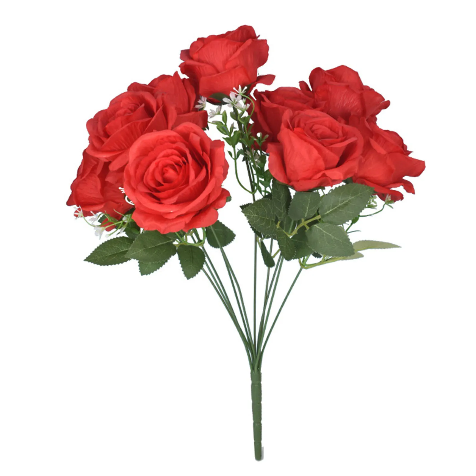 

10 Heads Artificial Flowers For Cemetery Memorial Flower Bouquet For Home Floral Decor Artificial Silk Rose Flowers Bouquet