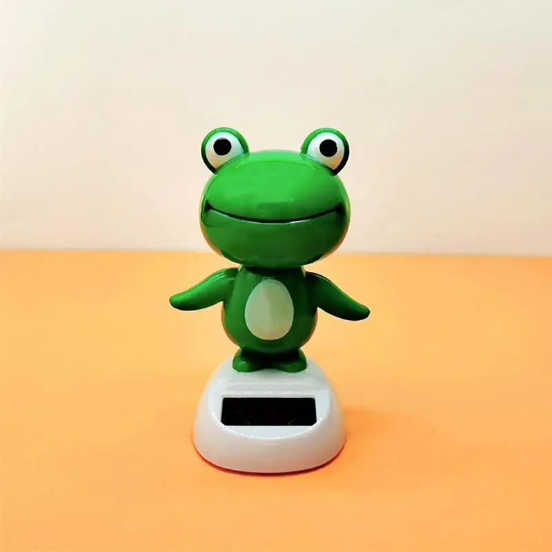 Solar Powered Car Dash Toys Cute Frog Car Solar Decoration Frog Dashboard Decoration Toy Cute Animated Bobblehead Solar