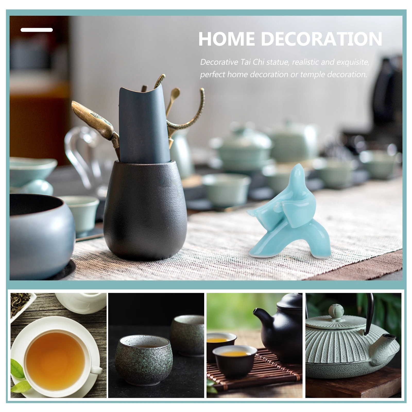 

Ceramic Tai Chi Statue Stylish Decorative Sculpture for Home Porch Tea Table Zen Style Indoor Landscape Ornament Chinese Style