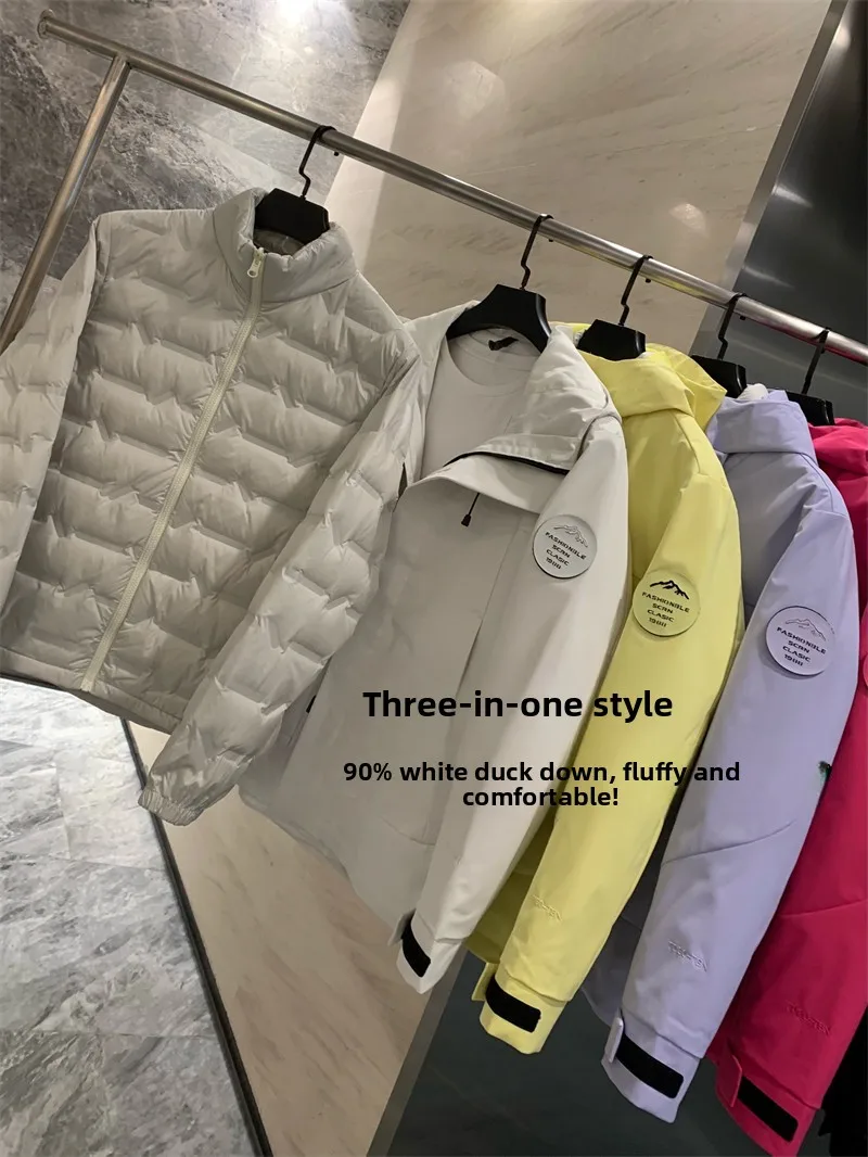 

Мужская и женская зимняя сверхморозостойкая пуховая ткань с капюшоном Jaet 90 Du down, тройник с защитой от теплоотделения