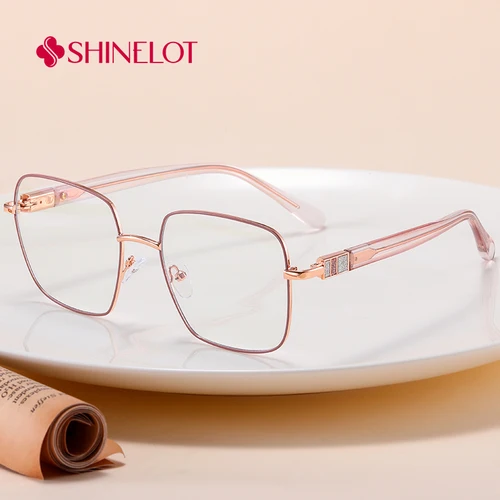 Imagen 2 del producto 82127 Montura de gafas rectangulares, gafas de protección ocular de cara redonda, gafas románticas de estilo transatlántico para jóvenes